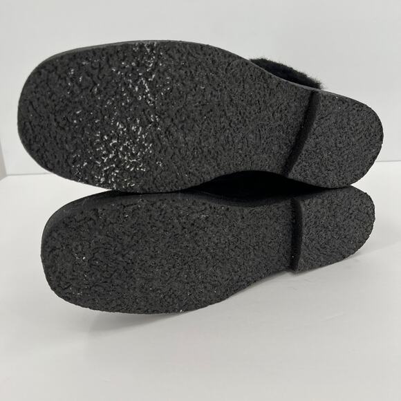 STAUD Shearling Boots Womens Black 9 Suede Flat Pull on Winter Short Round Toe - Picture 6 of 7